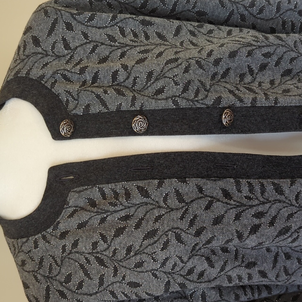 Cathy Daniels Metallic Leaf Button Up Cardigan Sw… - image 7